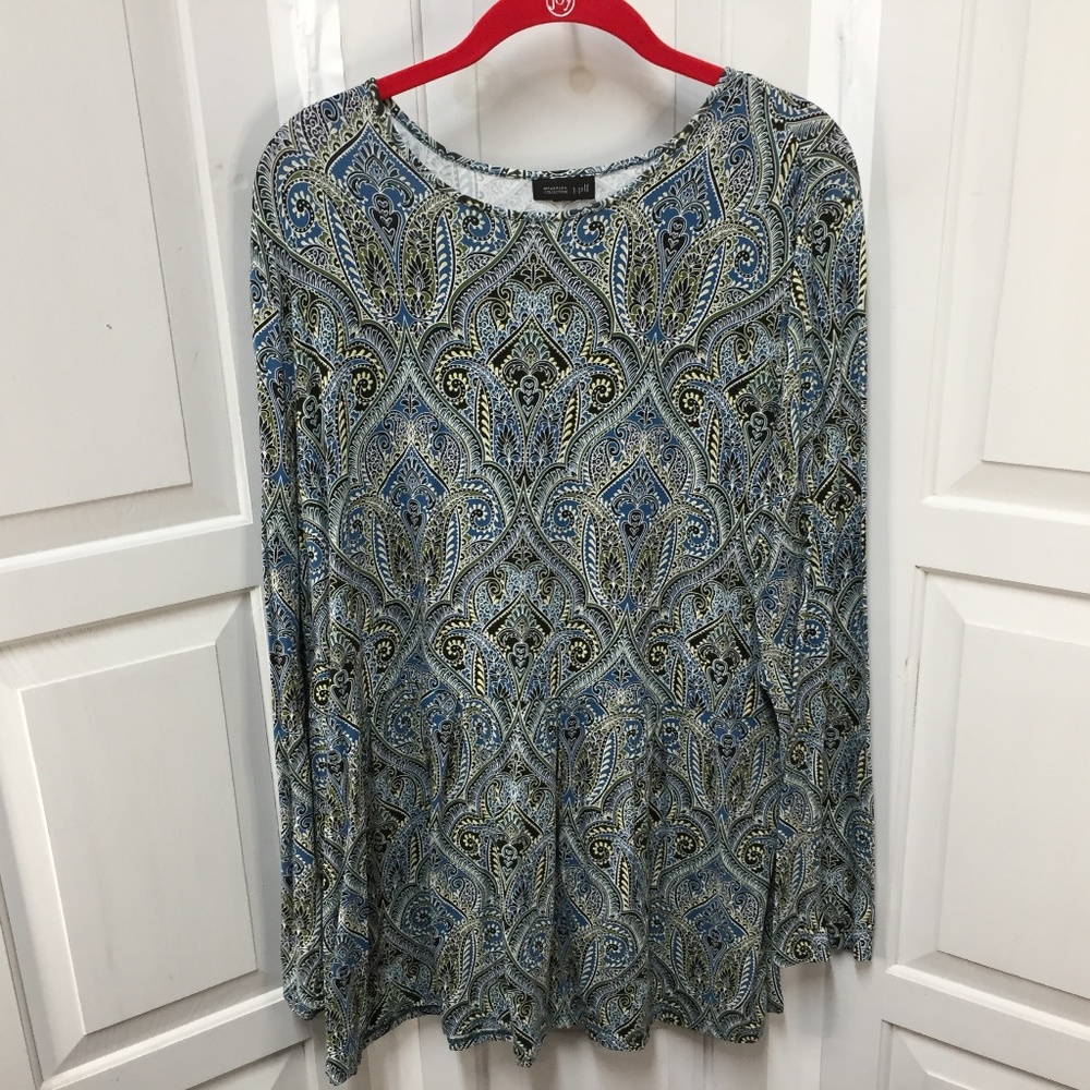 J. JIll Wherever Collection Blue Paisley Long Sleeve Top